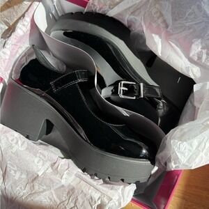 GB‎ Girls Franki-Girl Black Patent Platform Mary Jane Lug Sole Shoes 12.5Y 30M
